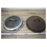 2 Cast Iron Lids, Griswold Skillet Lid 1098 On Lef