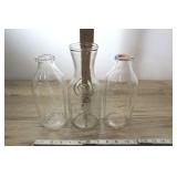3 Glass Bottles And Carafe