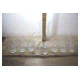 Cut Glass Crystal Pitcher, Vase &12 Glasses