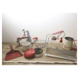 Vtg Kitchen Wares, Red Trim- Sifter, Cookie Cutter