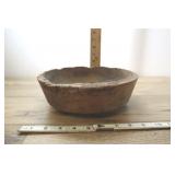 Antique Primitive Wood Bowl, 10"w,