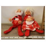 1971 Annalee Mobilitee Dolls, Santa And Mrs. Claus