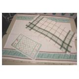 Green And White Table Covers, Largest Is 62"