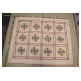 Round About Quilt, Pink And White, 40x50"