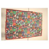 Printed Quilt Patten Blanket, Red Trim, 29x40"