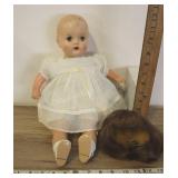 1940s Sleepy Eyes, Soft Body Doll, Molded Hair 19"