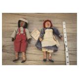 Raggedy Ann And Andy Dolls, Wood Faces, Ceramic
