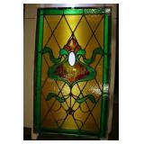 Early Stained Glass Window, 21x36", Cracks Noted.