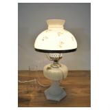 Antique Electric Oil Lamp With Painted Glass Shade