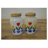 Rare Fireking Tulips Salt And Pepper Shaker Set,