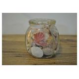 Glass Jar Of Shells, 6"h