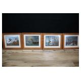 4 Framed Water Fowl Prints, Foil Highlights,