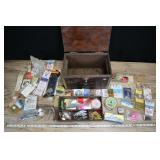 Wooden Tool Box Loaded With Tackle.