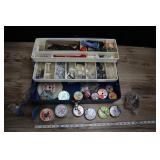 Vtg Blue Tackle Box Loaded With Tackle.