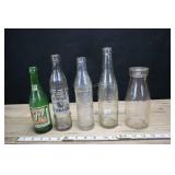 5 Vintage Bottles, 7 Up, Pepsi, Range, Logan
