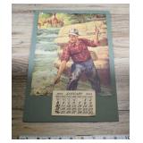 Fly Angler Art Print Wall Calendar C1942