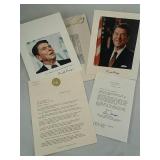 Ronald Reagan Autographed Photos With Letters.