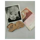 Dolly Parton Autographed Bossom Shaped Burl Wood