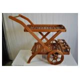 Wood Tea Cart With Removable Tea Tray For