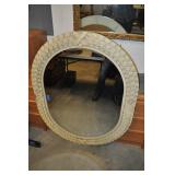 Large Oval Mirror Enameled Metal Leaf Motif
