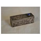 Silver And Blue Lapis Lipstick Case Engraved