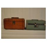 Pair Of Vintage Travel Cases, 1 Leather Camel Colr