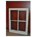 Vintage White Weathered Window 4 Pane Muntin