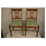 Pair Of Sitting Chairs, Reupholstered Teal & Brown