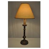 Brasstable Lamp W/ Antique Advertisement Applique