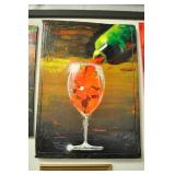 Marcello Wine Art Oil On Canvas Recycled Wood Fram
