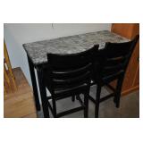 Tall Black Painted Table With Two Chairs