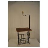 Telephone Lamp Table With Metal Magazine Bin