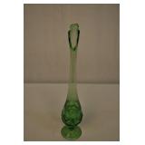 Green Pressed Glass Tall Vase Viking