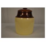 Yellow And Brown Ceramic Cookie Jar With Lid