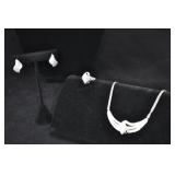 Set Rhodium Plated 1/2 Ctw. Diamond Necklace