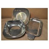 Lot Of 3 Serving Dishes, Aluminum / Pewter
