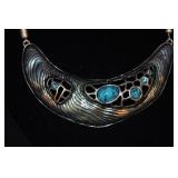 Gemstone And Enamel Crescent Shaped Pendant