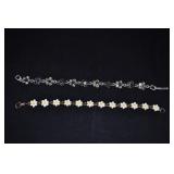 Enameled And Rhinestone Floral Bracelets