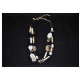 Glass And Shell Beaded Wire Necklace