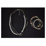 Black And Grey Beaded Necklace And Bracelet