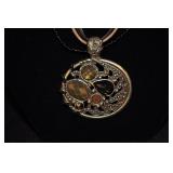 Mosaic Cabochon Pendant - Imperial Topaz, Beads