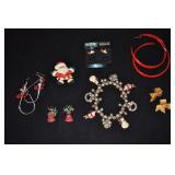Christmas Jewelry - Enamel Charm Bracelet, Santa