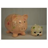 Pair Of Piggy Banks - Pink  And Clover