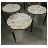 3 Round Nesting Tables Brass Details,