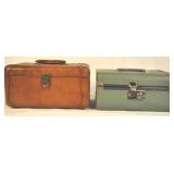 Pair Of Vintage Travel Cases, 1 Leather Camel Colr