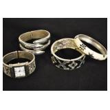 Fashion Watch And Cuff Bracelets 4 Pcs