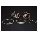 Silver Wire Arm Cuffs, Silver & Turquoise Bracelet