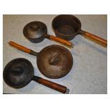 4 Cast Iron Wooden Handle  Set Taiwan ; 8" Skillet