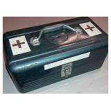 Blue Metal Box W/ Fish Logo & First Aid Labels
