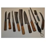 Wood Handled Knives & Sharpener